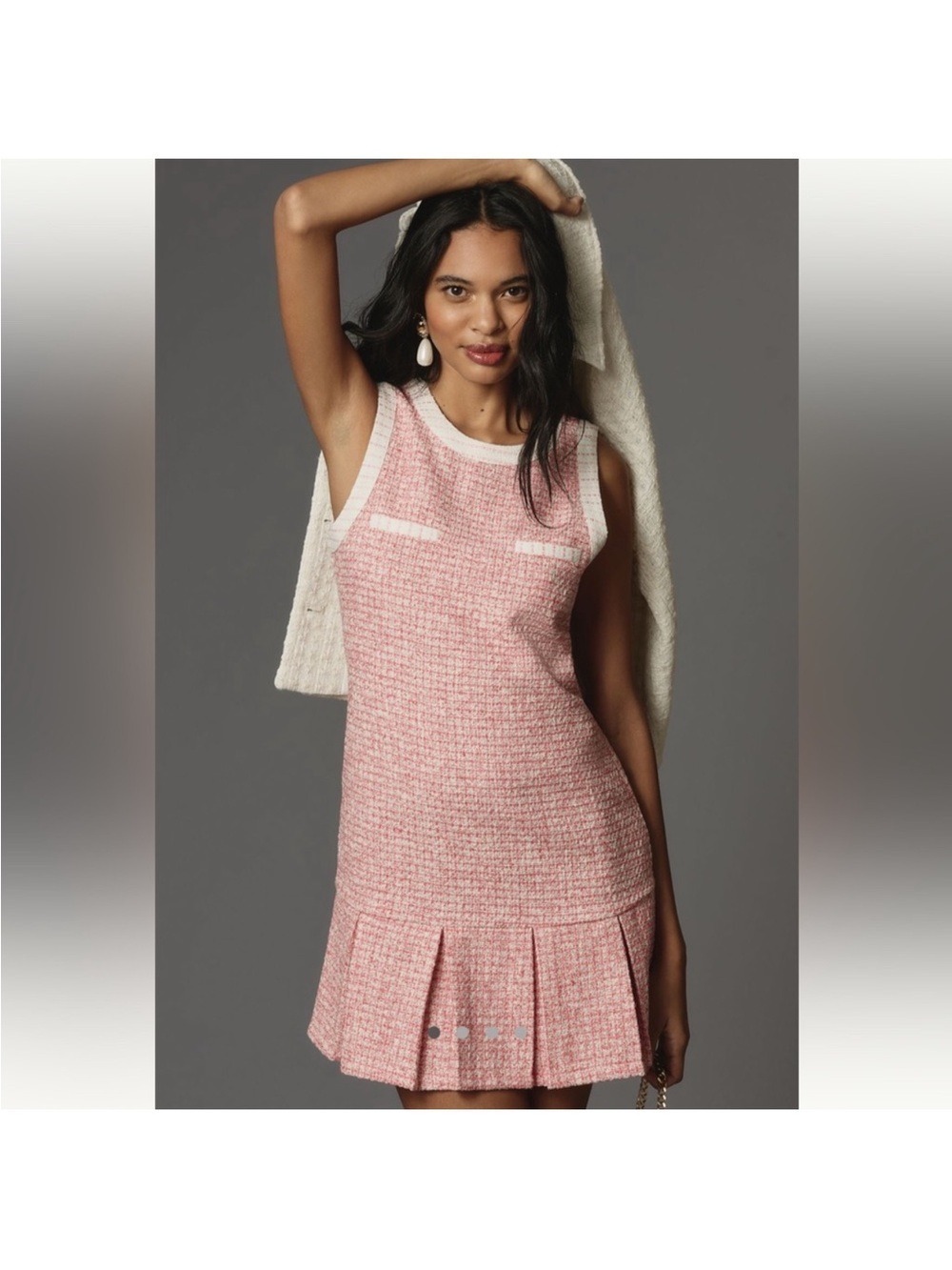 Anthropologie Maeve Pink Tweed Sleeveless Mini Dress Size XS
